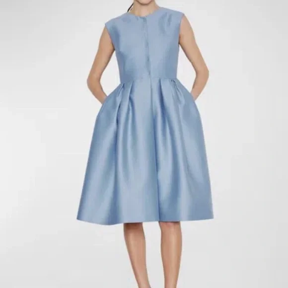 Dice Kayek Light Pink Midi Designer Dress Size 42 Feminine Demure Coquette Silk - Picture 3 of 11